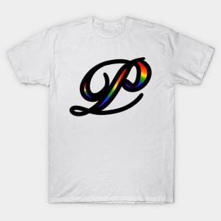 Rainbow Cursive Letter P T-Shirt